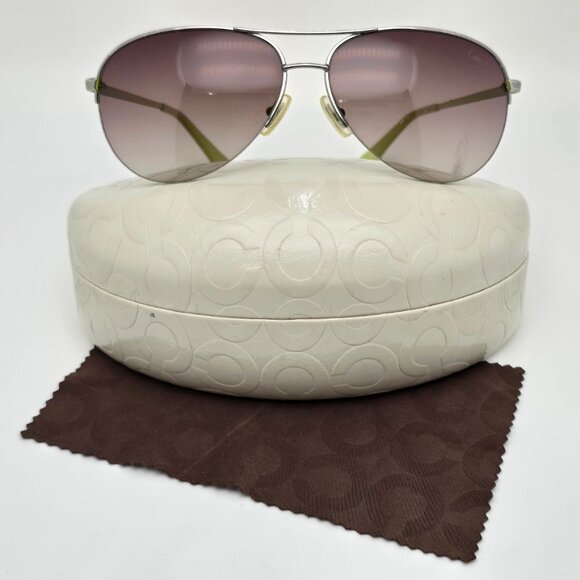 Coach S1013 045 Silver Frame Brown Gradient Lens Semi Rimless Aviator Sunglasses main image 14